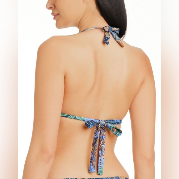 NWT Bleu Rod Beattie By The Sea Halter Triangle Top Navy Multi Size 12 - Picture 2 of 6